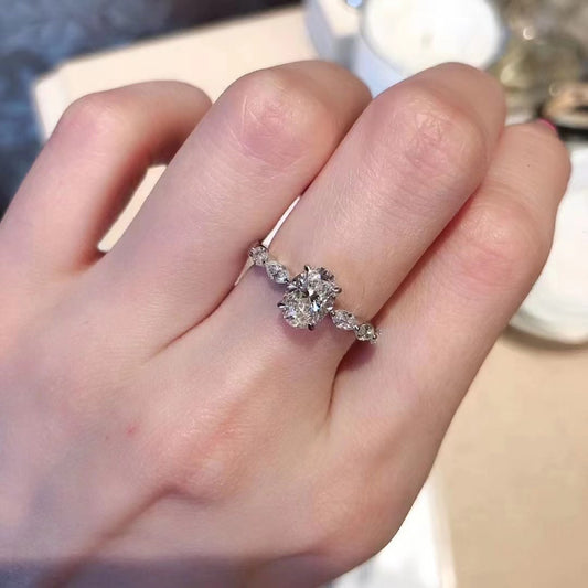 Moissanite Dove Egg  Engagement Ring Engagement