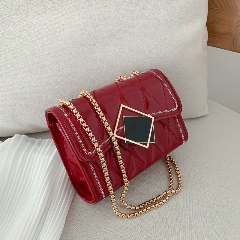 Women's Fashion Patent Leather Embroidery Thread Chain Women's Bag Shoulder Diagonal Bag