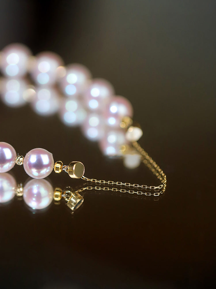 AA+ 8-8.5 mm Akoya Pearl colored Bracelet 18k Gold