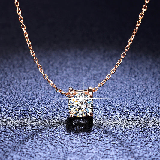 Sterling Silver Moissanite Bull Head Necklace Classic Rose Gold Pendant