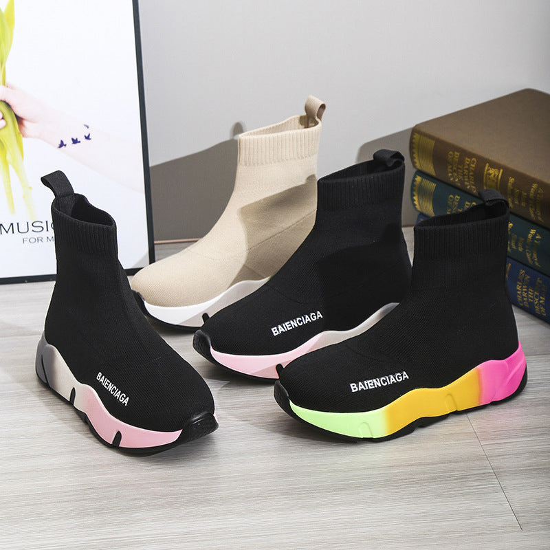 Black Sock Boots  For Women Platform Shoes hot fashion boots