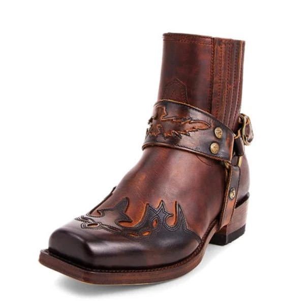 Men's Riding Boots With Low Heel Pointed Burnt Lace