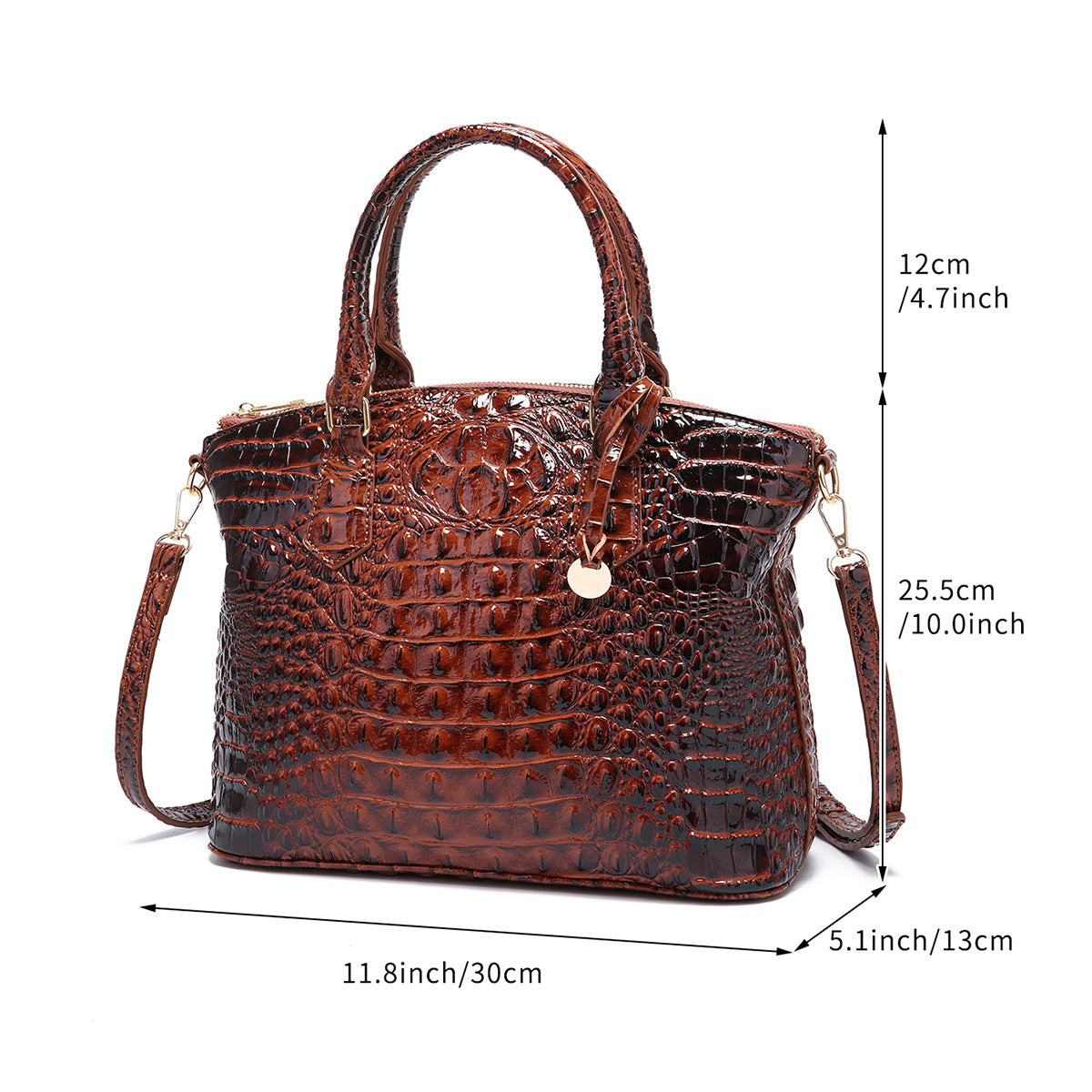 Women's Retro Crocodile Pattern Portable Messenger Bag