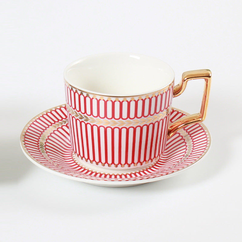 Striped bone china coffee cup