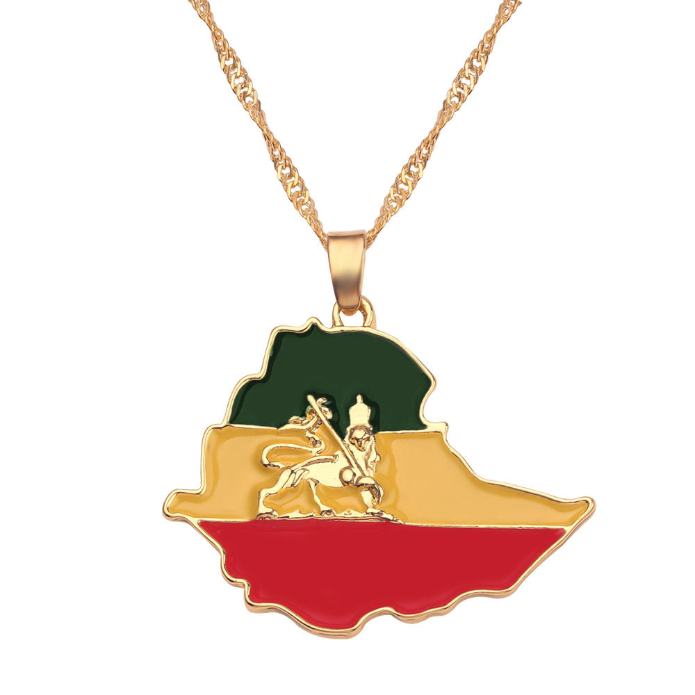 Necklace of geographical maps of the world country necklace