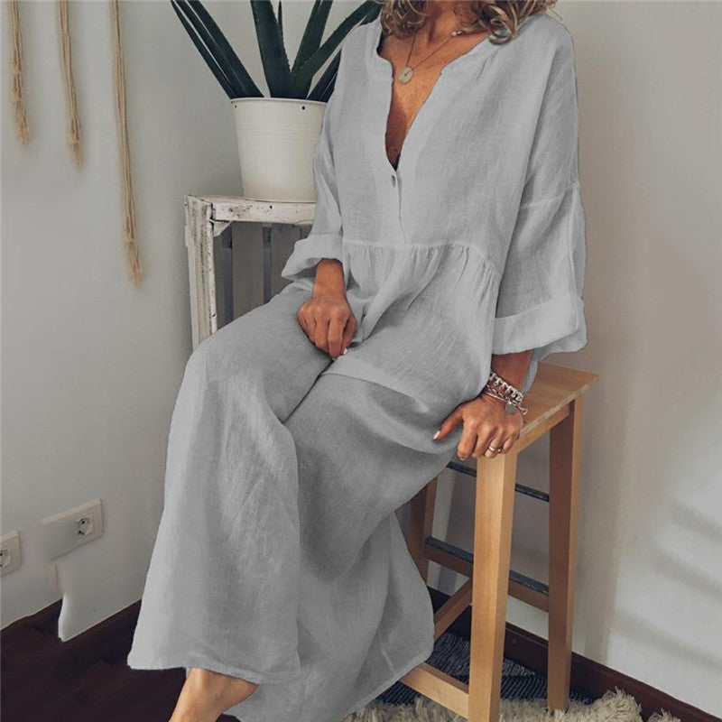 Loose Long Dress Women linen elegant