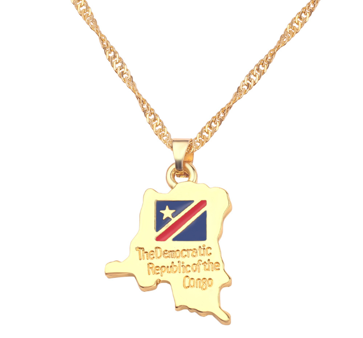 Necklace of geographical maps of the world country necklace