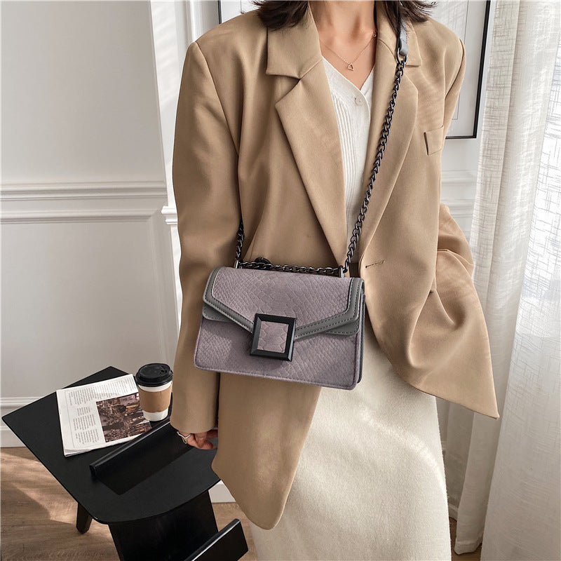 Square Crossbody Bag New High-quality Matte Leather Women's Designer Handbag snake pattern