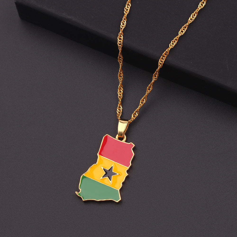 Necklace of geographical maps of the world country necklace