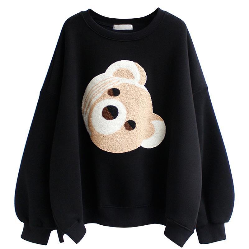 Bear head embroidery top ins fashion women's clothing