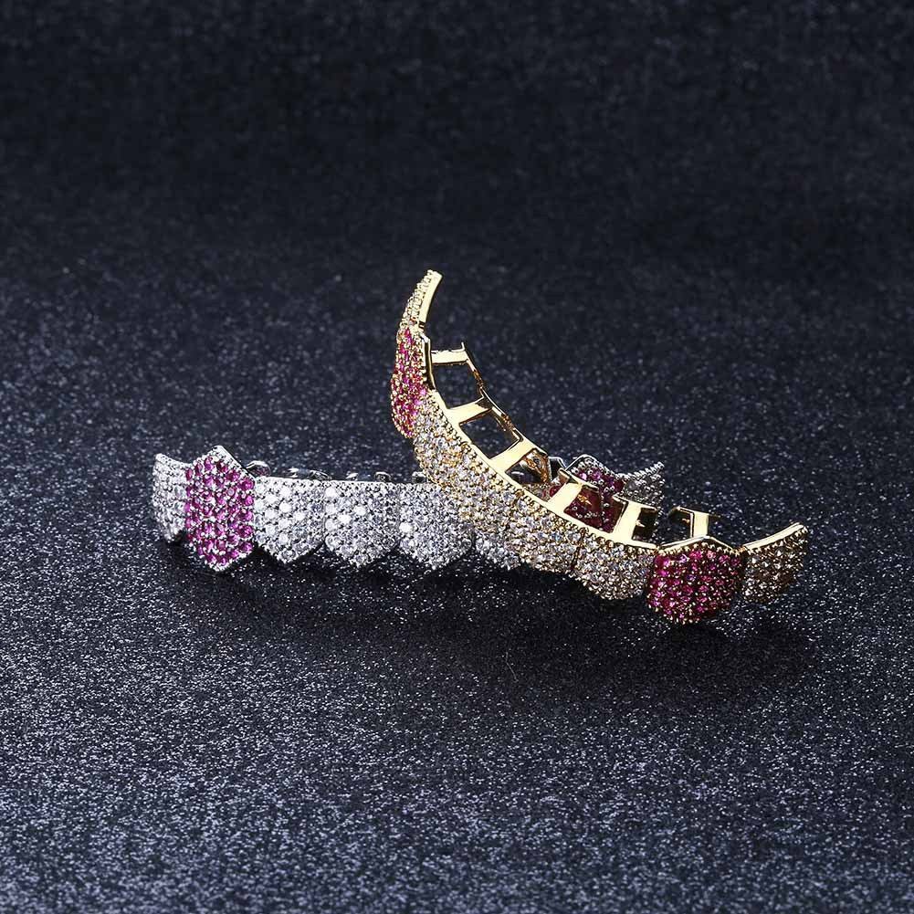 Gold braces with zircon inlay