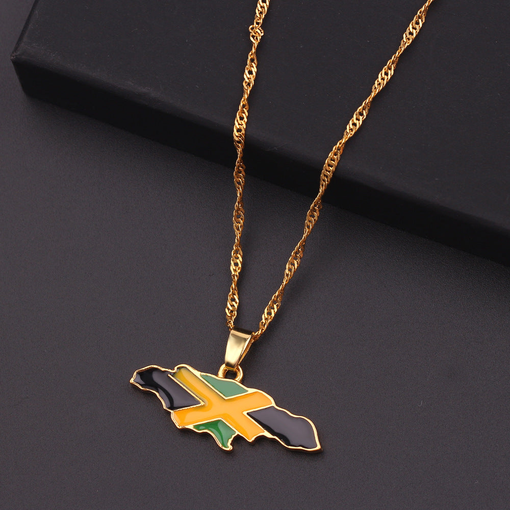 Necklace of geographical maps of the world country necklace