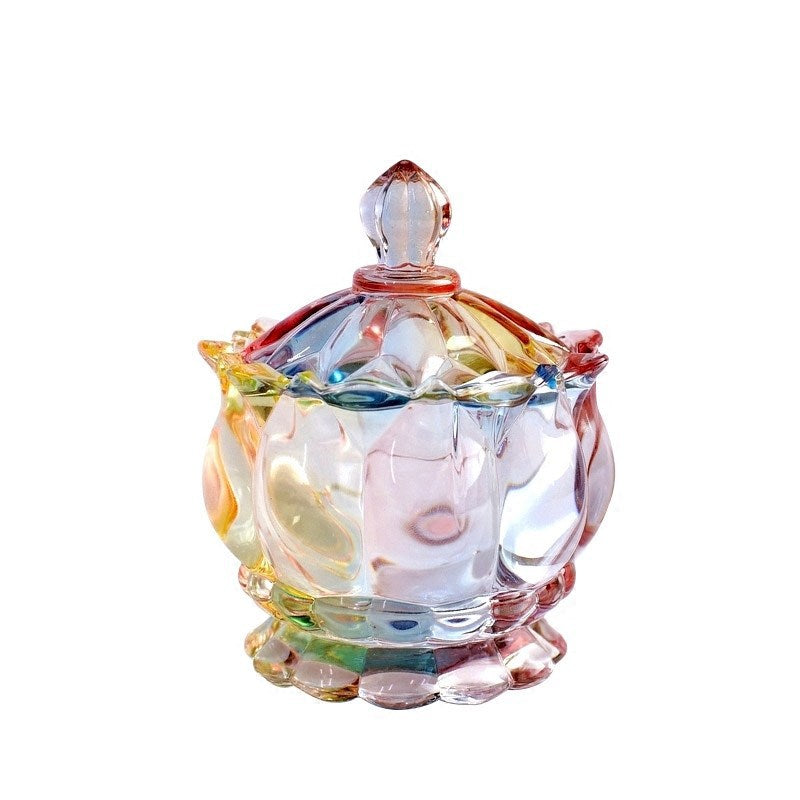 European style storage jar colorful glass candy jar