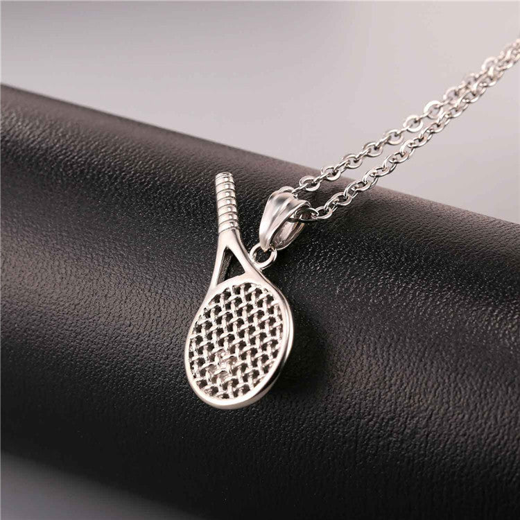 Stainless steel jewelry tennis racket necklace pendant