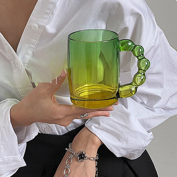 Ordinary Simple High-end Dish Glass Bubble Handle Glass Mug