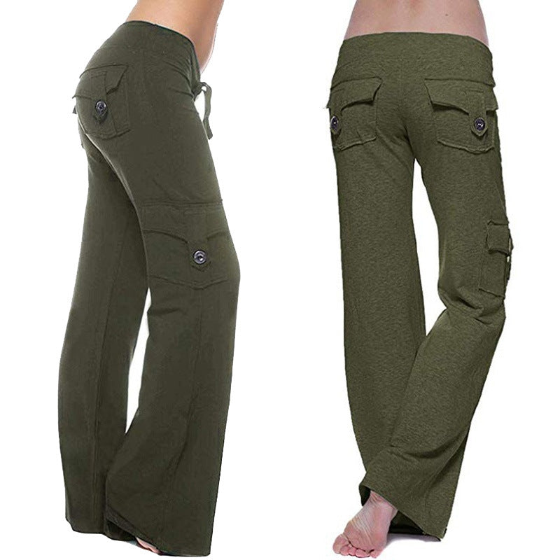 Women's flared pants with multiple pockets