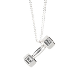 American Tide brand sports fitness weightlifting small dumbbell titanium steel necklace couple pendant European and American jewelry couple necklace