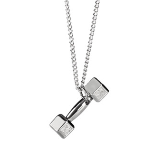 American Tide brand sports fitness weightlifting small dumbbell titanium steel necklace couple pendant European and American jewelry couple necklace