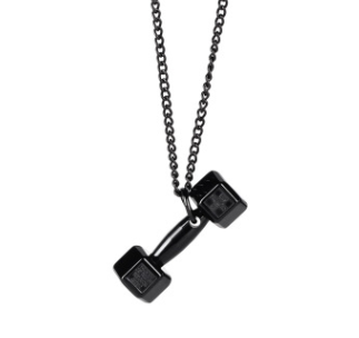 American Tide brand sports fitness weightlifting small dumbbell titanium steel necklace couple pendant European and American jewelry couple necklace