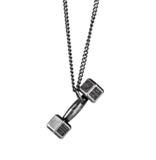 American Tide brand sports fitness weightlifting small dumbbell titanium steel necklace couple pendant European and American jewelry couple necklace