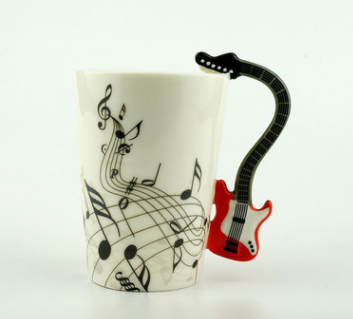 Creative Music Violin Style Guitar Ceramic Mug Coffee Tea Milk Stave Cups With Handle Coffee Mug Novelty Gifts