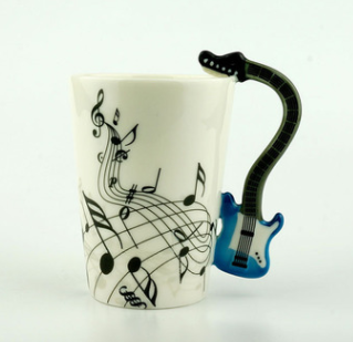 Creative Music Violin Style Guitar Ceramic Mug Coffee Tea Milk Stave Cups With Handle Coffee Mug Novelty Gifts