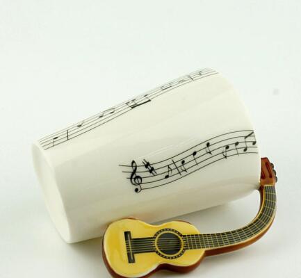 Creative Music Violin Style Guitar Ceramic Mug Coffee Tea Milk Stave Cups With Handle Coffee Mug Novelty Gifts