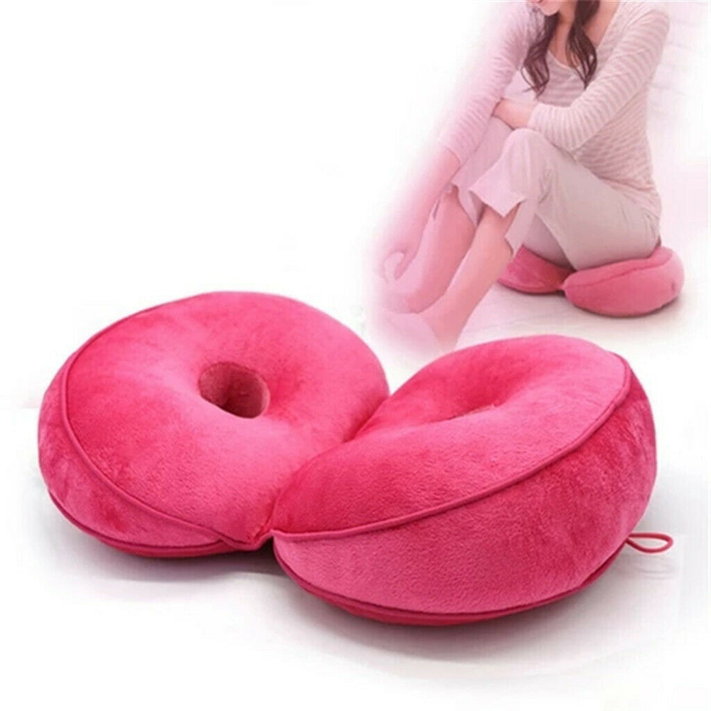 Dual Plush Comfort Cushion Lift Hips Up Seat Cushion Pillow Butt Mat Pain Relief