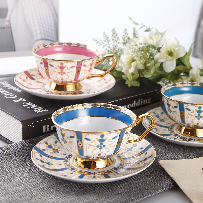 European Small Luxury Coffee Cup Set Bone China Tea Set Ceramic English Phnom Penh Black Tea Cup Flower Tea Cup Blue