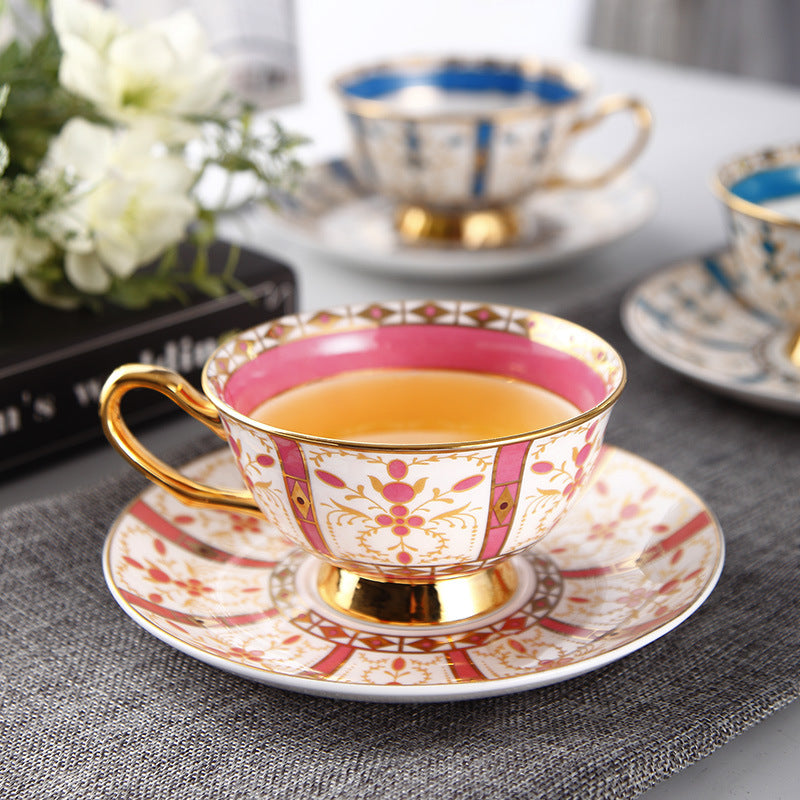 European Small Luxury Coffee Cup Set Bone China Tea Set Ceramic English Phnom Penh Black Tea Cup Flower Tea Cup Blue