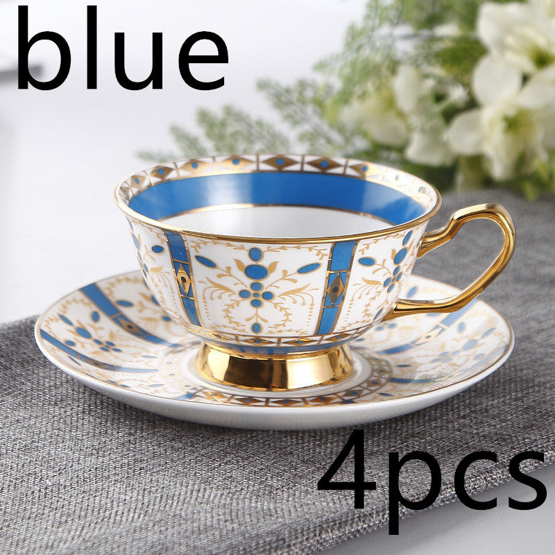 European Small Luxury Coffee Cup Set Bone China Tea Set Ceramic English Phnom Penh Black Tea Cup Flower Tea Cup Blue