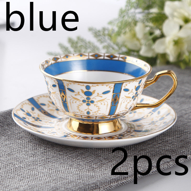 European Small Luxury Coffee Cup Set Bone China Tea Set Ceramic English Phnom Penh Black Tea Cup Flower Tea Cup Blue