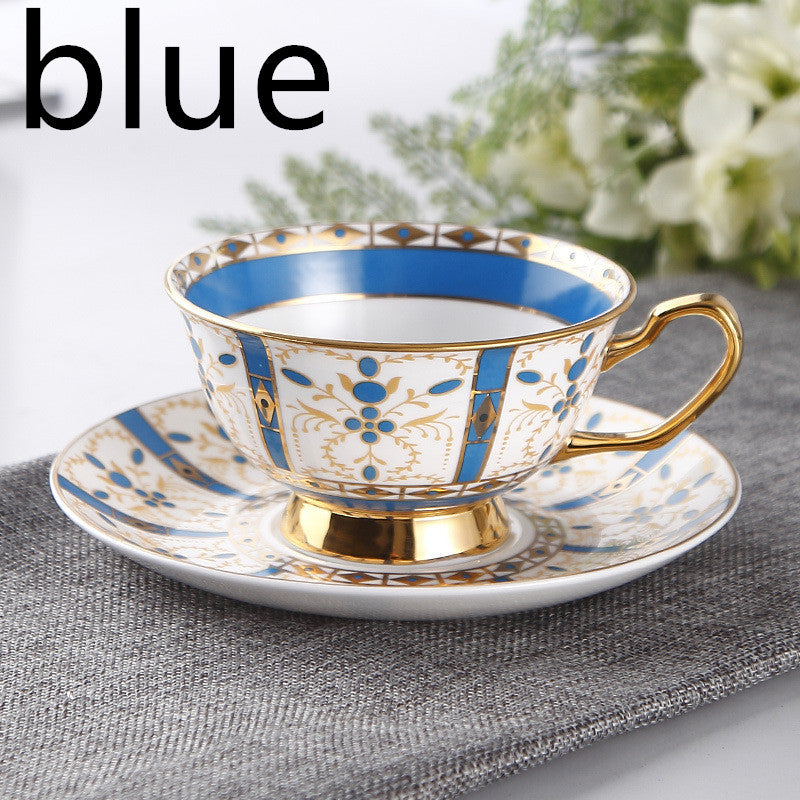 European Small Luxury Coffee Cup Set Bone China Tea Set Ceramic English Phnom Penh Black Tea Cup Flower Tea Cup Blue