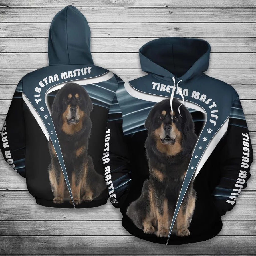 Oversize Men's Sweater Cute Dog Series Hooded Pullover Sweater