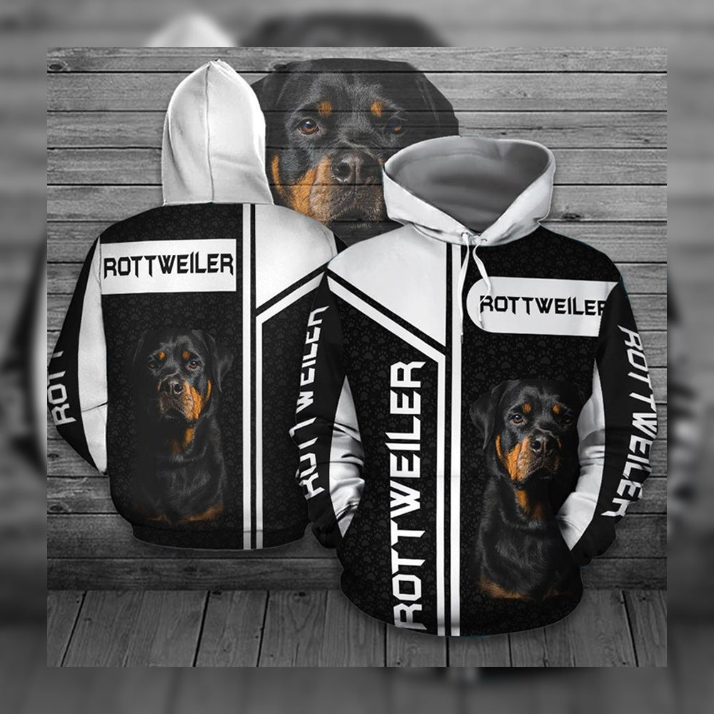 Oversize Men's Sweater Cute Dog Series Hooded Pullover Sweater