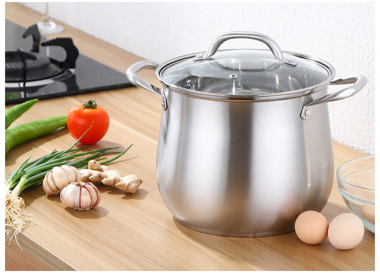 304 Stainless Steel food grade Soup Pot, Extra-high with Double Bottom and Thick Stew Pot Cookware Kitchen Pots Hot Pot 2.5-9L