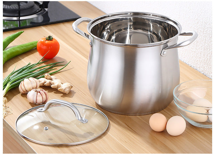 304 Stainless Steel food grade Soup Pot, Extra-high with Double Bottom and Thick Stew Pot Cookware Kitchen Pots Hot Pot 2.5-9L