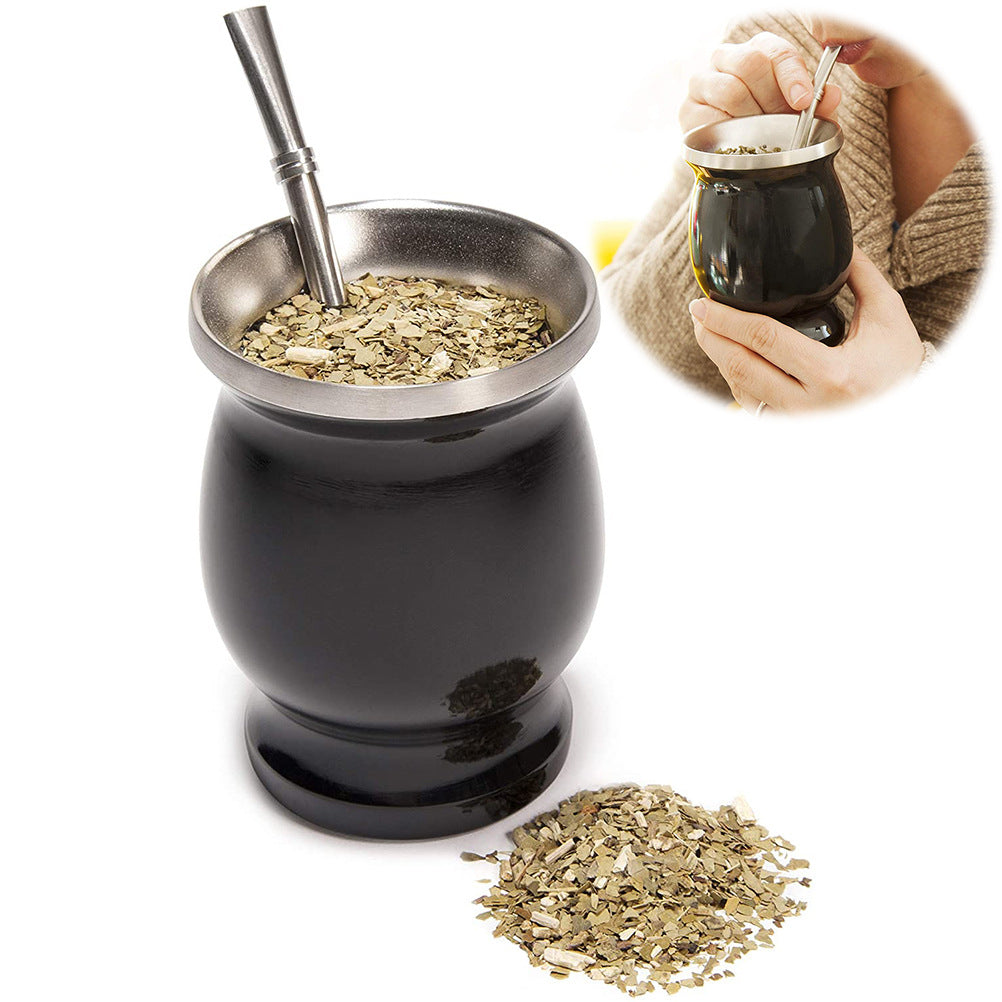 8oz Mate Tea Cup Insulated Cup with bombilla straw