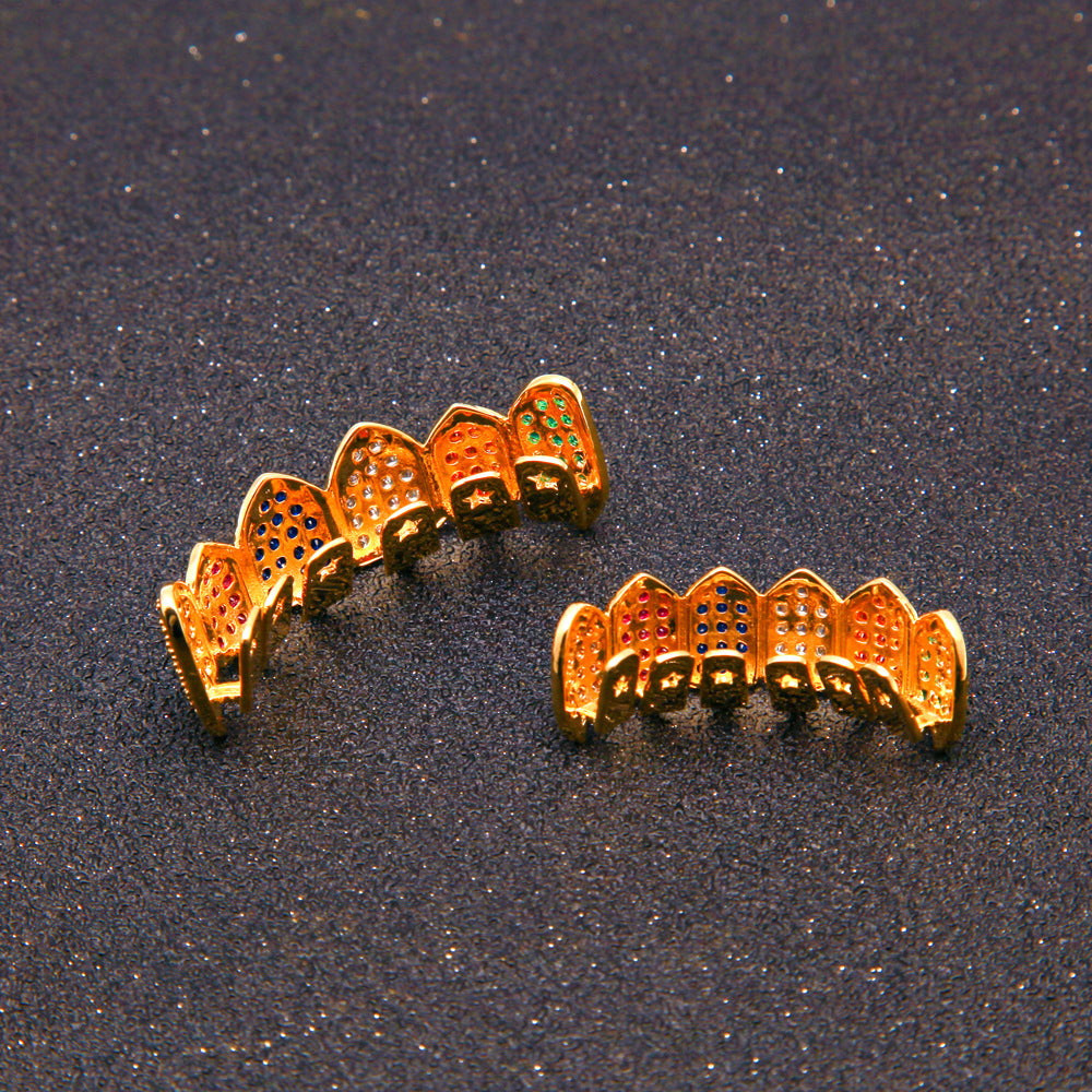 New Canine Vampire Zircon Fangs Gold Braces