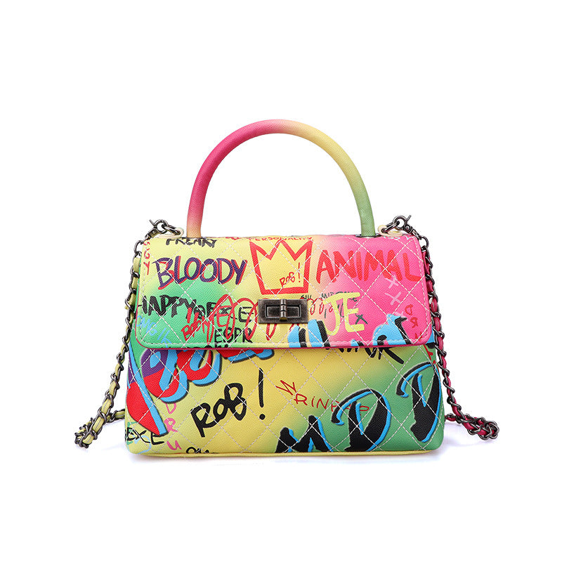 Ladies Painted Graffiti BagsColor Ladies Handbags