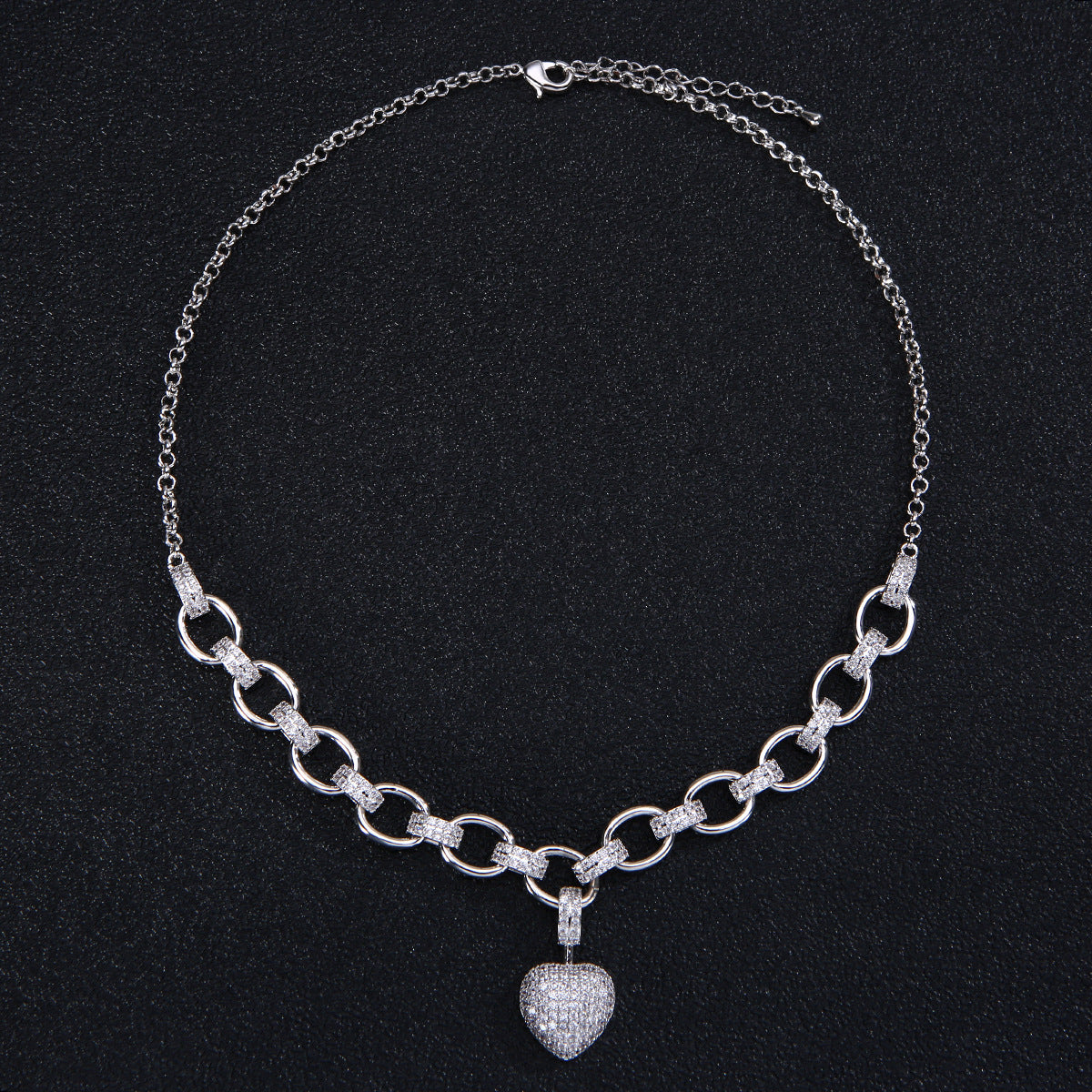 Diamond Necklace Love Pendant Set bijoux