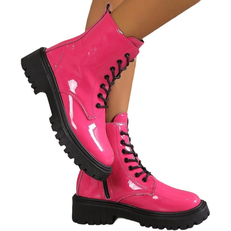 Dr Martens Jadon platform 8 eye boots in thrift pink pisa leather