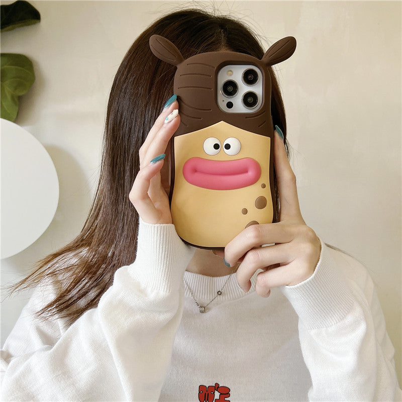 Cartoon Sausage Mouth Girl Phone Case Drop-resistant Protective Case