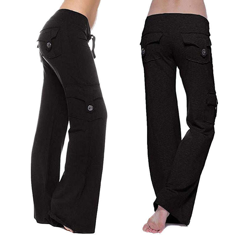 Women's flared pants with multiple pockets