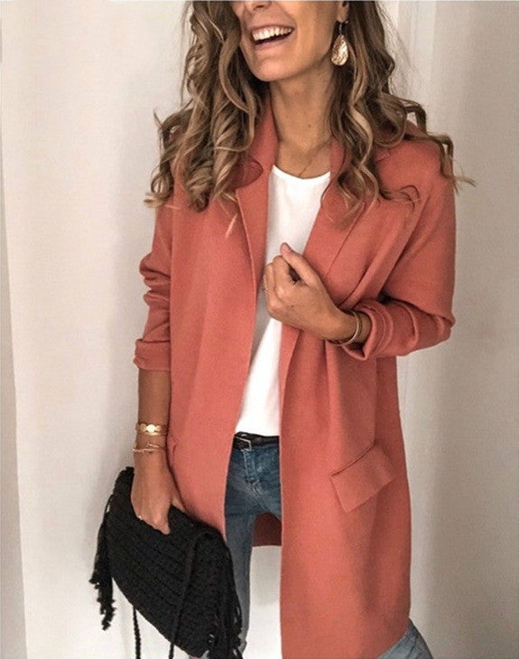 Long sleeve fake pocket casual blazer