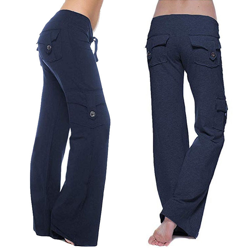 Women's flared pants with multiple pockets