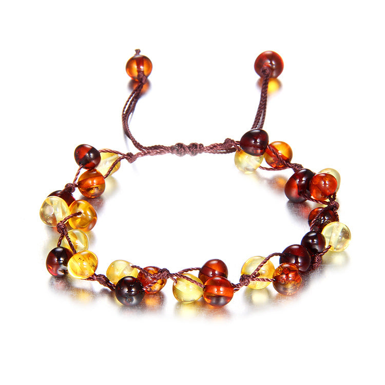 Natural amber hand-woven bracelet