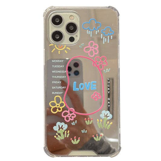 Mirror Graffiti Small Flower Phone Case