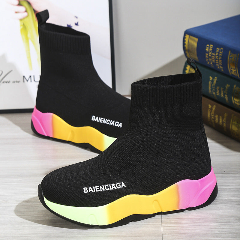 Black Sock Boots  For Women Platform Shoes hot fashion boots