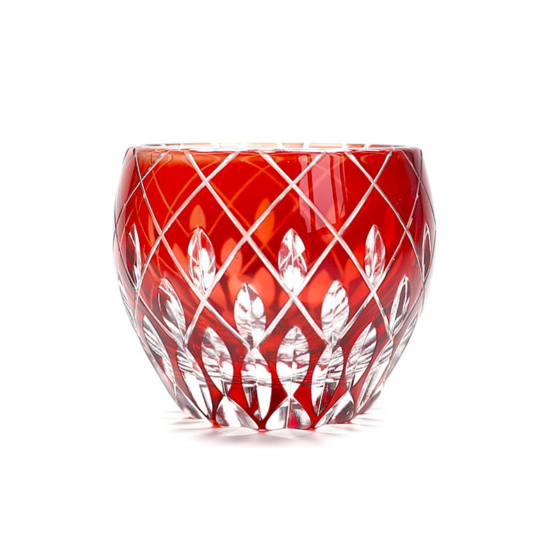 Hand-carved Crystal Glass Whisky Tumbler Double Colored Sake Tumbler